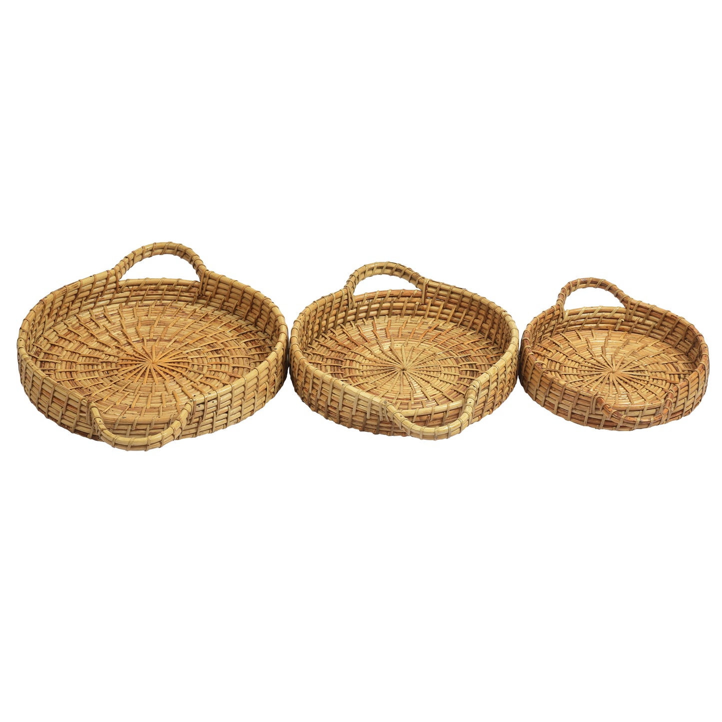 Oval Rattan Handle Trays